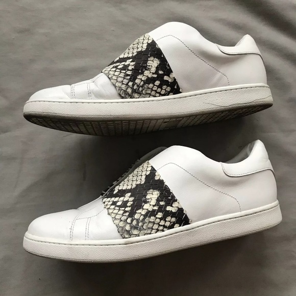 Vince Sneakers 8.5 Snakeskin White Leather Slip On - Picture 3 of 8